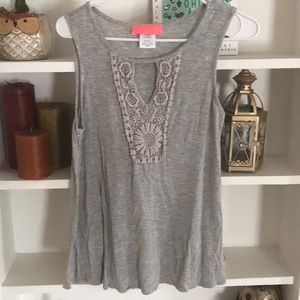 Stretchy crochet detail tank